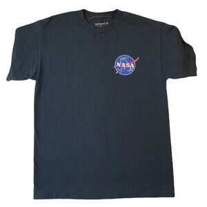 Retrofit Men Shirt Size M Navy NASA Logo Embroidery Short Sleeve T-shirt Cotton